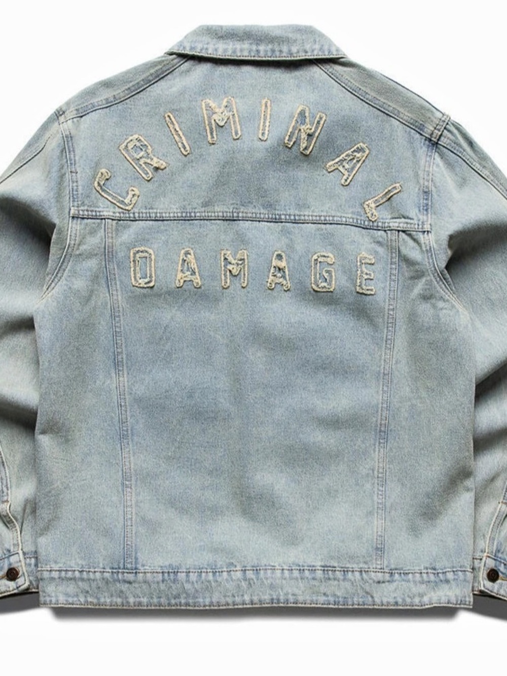 Criminal Damage Wavy Denim Jacket Blue Size Medium NWT